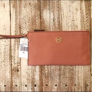 Michael Kors Leather Zip Clutch